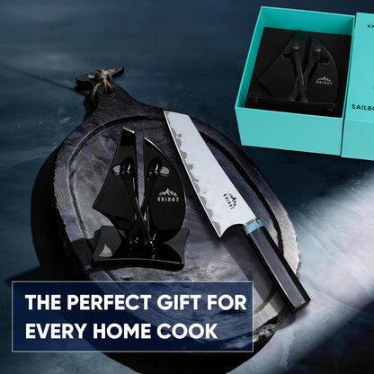 VN3 Professional Knife Sharpener | 3-Action Tungsten Carbide | For Repair, Restoration and Sharpening, Easy to Use, Replacement Blades Included, Soild and Durable, Sailboat Shaped Design