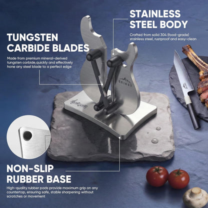 VN3 Professional Knife Sharpener | 3-Action Tungsten Carbide | For Repair, Restoration and Sharpening, Easy to Use, Replacement Blades Included, Soild and Durable, Sailboat Shaped Design