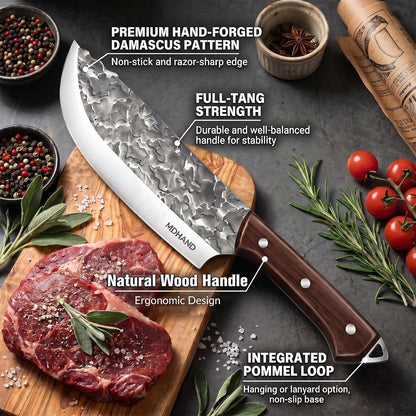 Butcher Knife Set, Hand Forged Butcher Chef Knife Set with Roll Bag
