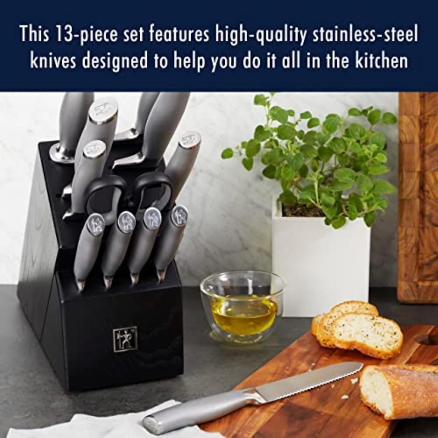 J.A International Modernist 13-pc Knife Block Set, Black…