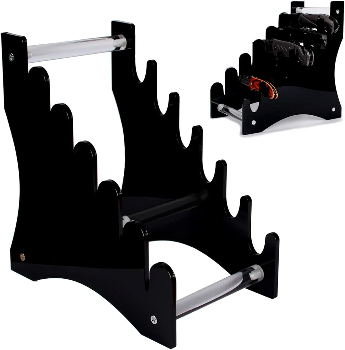 Knife Display Stand,Knife Holder Knife Storage Rack Acrylic Knife Display Case for display collectible knives (Black)