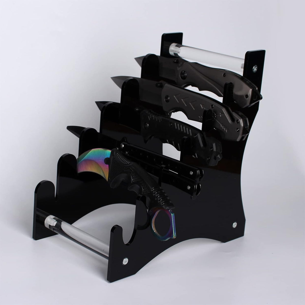 Knife Display Stand,Knife Holder Knife Storage Rack Acrylic Knife Display Case for display collectible knives (Black)