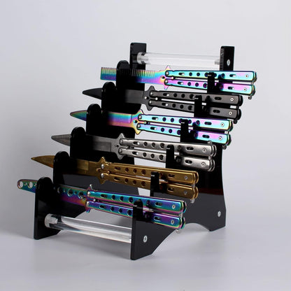 Knife Display Stand,Knife Holder Knife Storage Rack Acrylic Knife Display Case for display collectible knives (Black)
