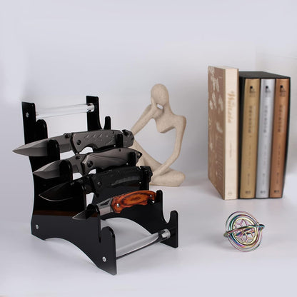 Knife Display Stand,Knife Holder Knife Storage Rack Acrylic Knife Display Case for display collectible knives (Black)