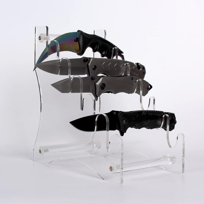 Knife Display Stand,Knife Holder Knife Storage Rack Acrylic Knife Display Case for display collectible knives (Black)