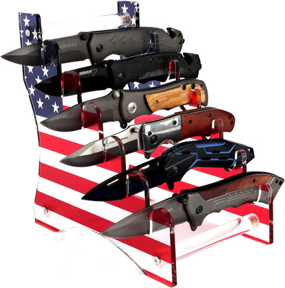 Knife Display Stand,Knife Holder Knife Storage Rack Acrylic Knife Display Case for display collectible knives (Black)