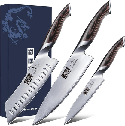 3 Pieces Knife Set, Professional Japanese Kitchen Knife Set