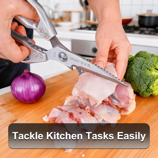 Professional Kitchen Scissors,Heavy Duty Multi-Purpose Food Cooking Shears for Jointing Chicken,Cutting Herbs,Opening Packages - Dishwasher Safe with Bottle Opener