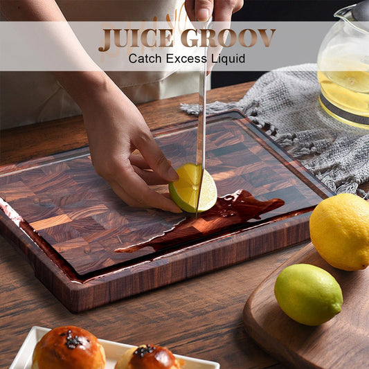 Large Black Walnut Cutting Board Premium Walnut Chopping Board for Kitchen with Juice Slot, Non-Slip Feet, (Large - 16.5x11.8x1 inches)