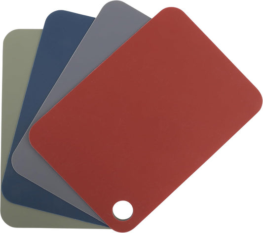 Kitchen Essentials Crafty Carvery BPA-Free Flexible Cutting Mats – 4-Piece Color-Coded Chopping Board Set, Dishwasher Safe, Non-Slip, 11.75" x 8.25", Assorted Colors