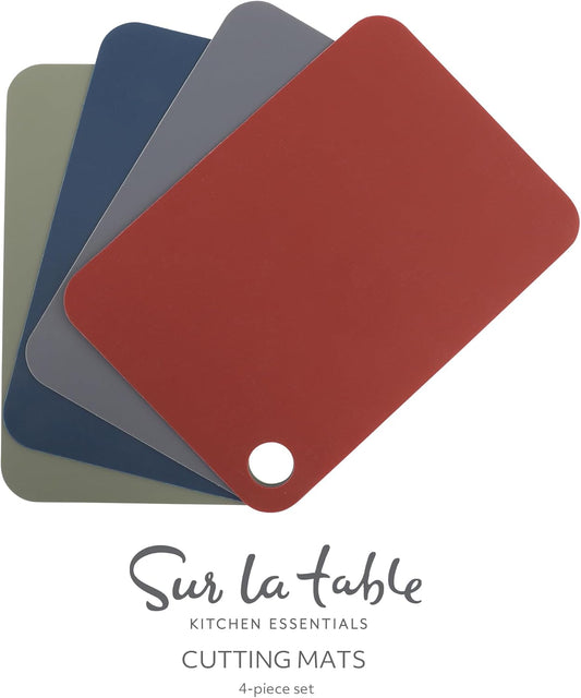 Kitchen Essentials Crafty Carvery BPA-Free Flexible Cutting Mats – 4-Piece Color-Coded Chopping Board Set, Dishwasher Safe, Non-Slip, 11.75" x 8.25", Assorted Colors