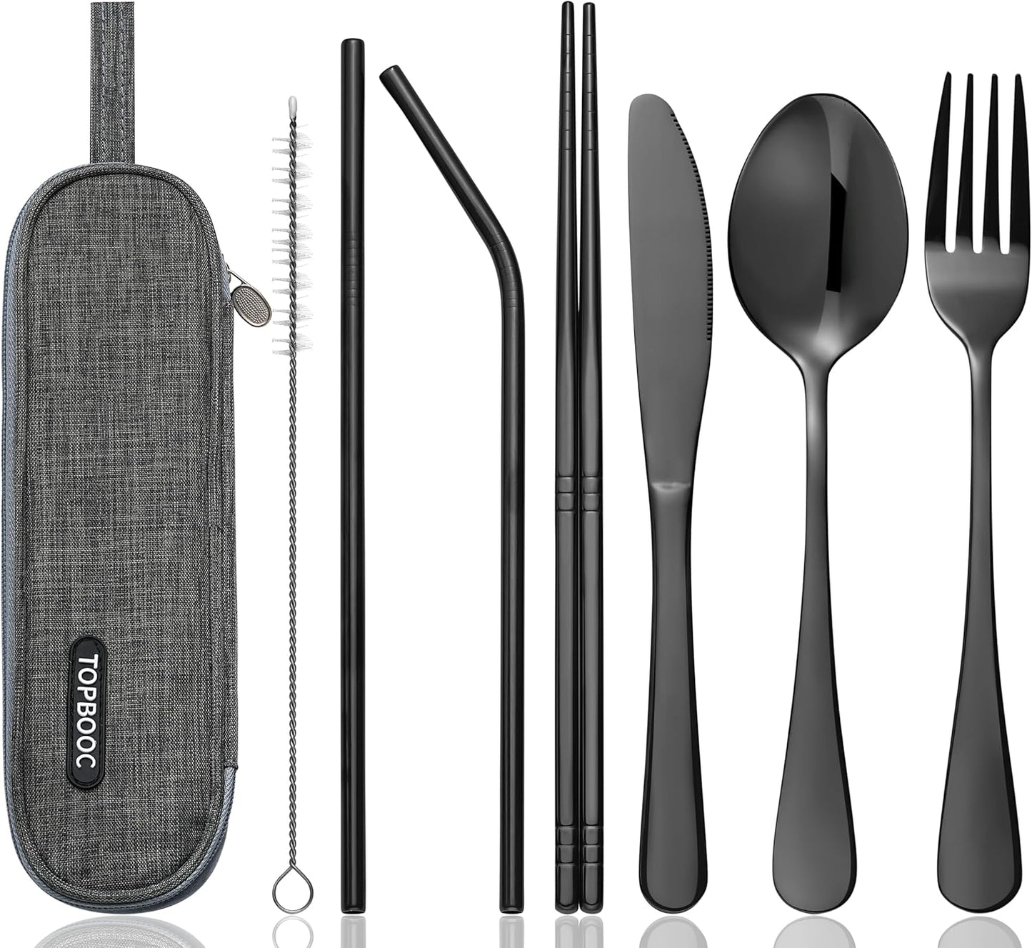 Portable Stainless Steel Flatware Set, Travel Camping Cutlery Set, Portable Utensil Travel Silverware Dinnerware Set with a Waterproof Case (Rainbow)