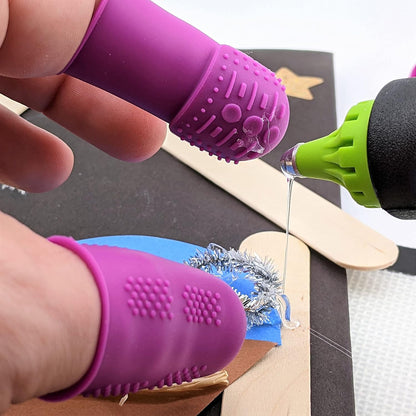 Finger Protectors [Flex Series - 12-Pack] Silicone Non-Stick Finger Covers | Purple | Small (6) / Medium (6) for Hot Glue | Sewing | Adhesives | Scrapbooking