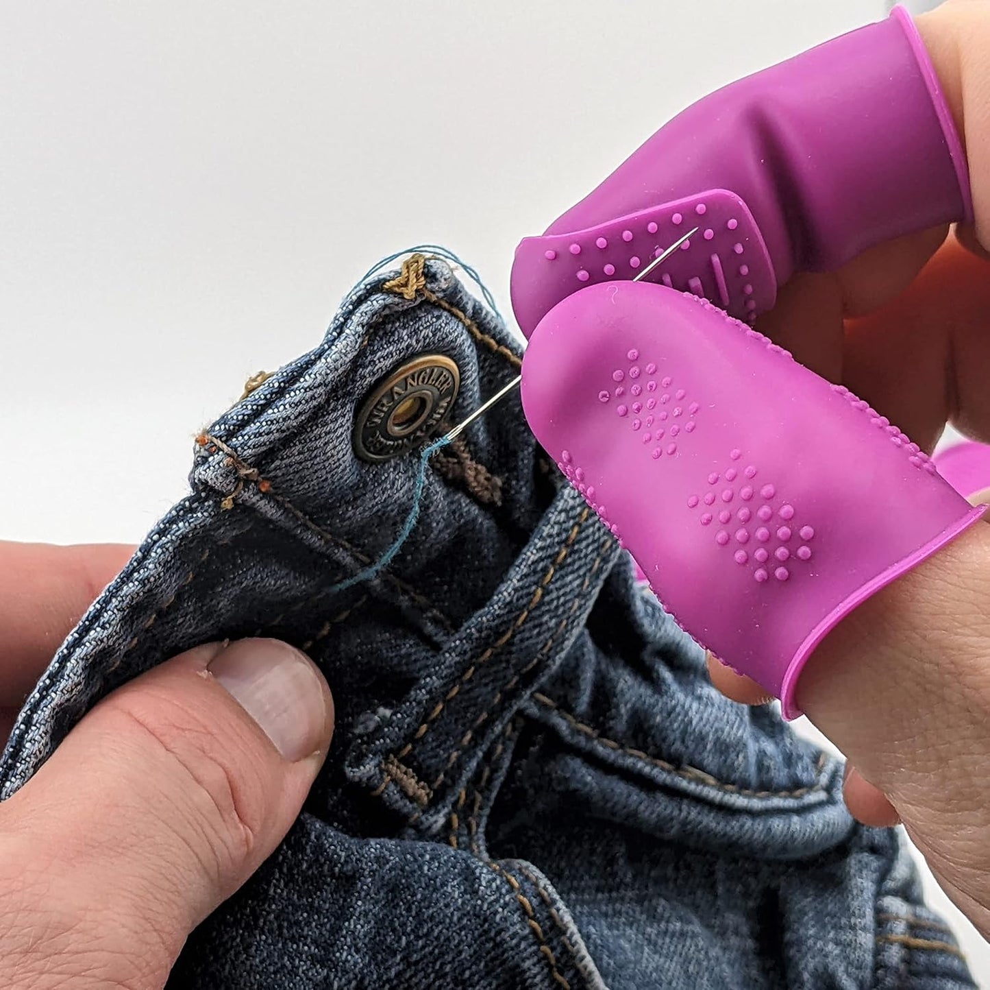 Finger Protectors [Flex Series - 12-Pack] Silicone Non-Stick Finger Covers | Purple | Small (6) / Medium (6) for Hot Glue | Sewing | Adhesives | Scrapbooking