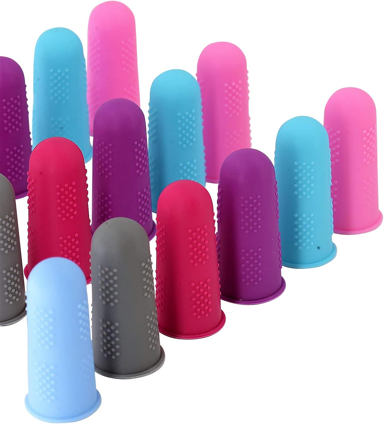 Finger Protectors [Flex Series - 12-Pack] Silicone Non-Stick Finger Covers | Purple | Small (6) / Medium (6) for Hot Glue | Sewing | Adhesives | Scrapbooking