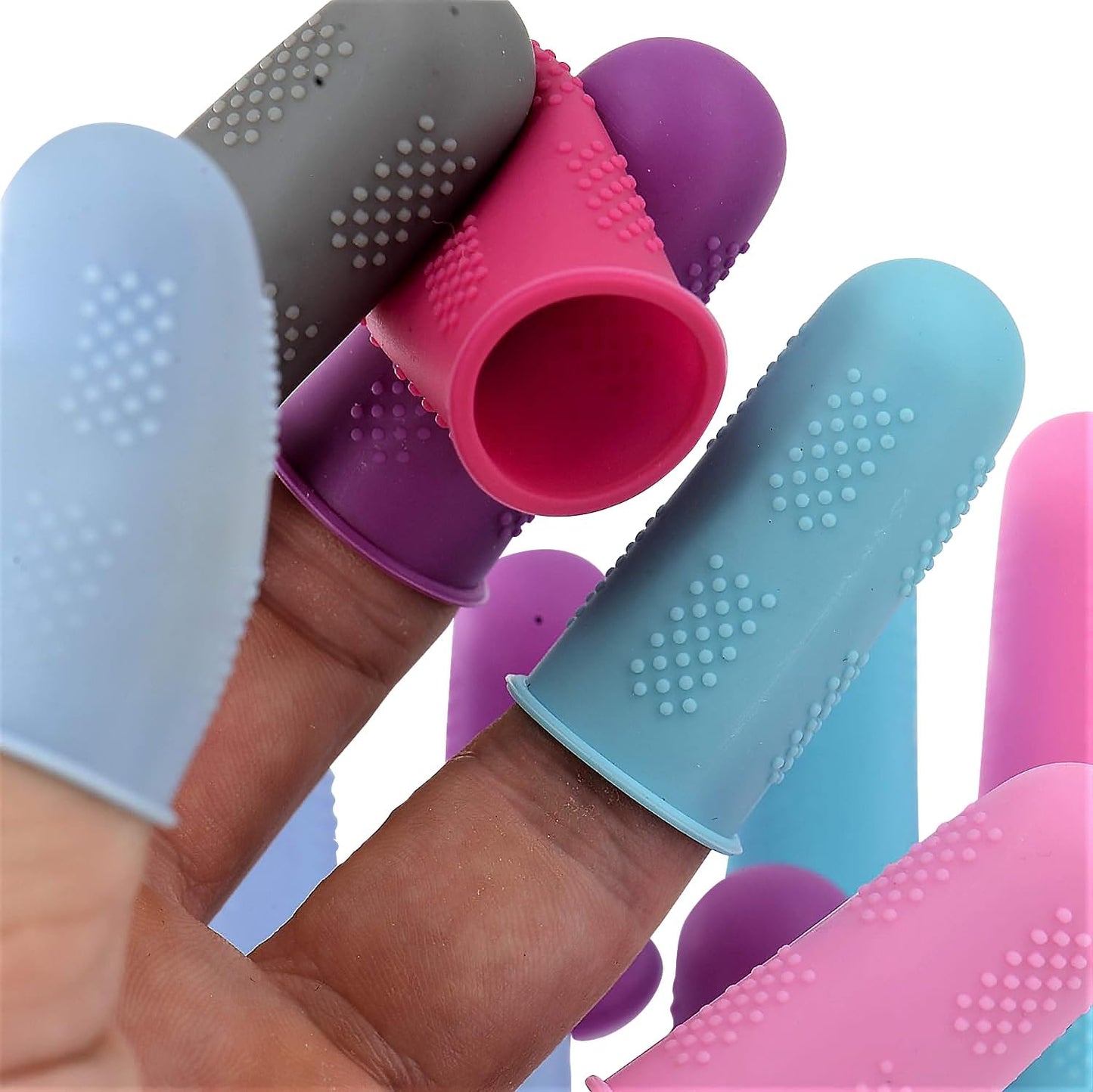 Finger Protectors [Flex Series - 12-Pack] Silicone Non-Stick Finger Covers | Purple | Small (6) / Medium (6) for Hot Glue | Sewing | Adhesives | Scrapbooking