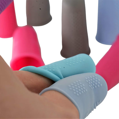 Finger Protectors [Flex Series - 12-Pack] Silicone Non-Stick Finger Covers | Purple | Small (6) / Medium (6) for Hot Glue | Sewing | Adhesives | Scrapbooking
