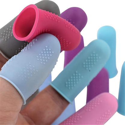 Finger Protectors [Flex Series - 12-Pack] Silicone Non-Stick Finger Covers | Purple | Small (6) / Medium (6) for Hot Glue | Sewing | Adhesives | Scrapbooking