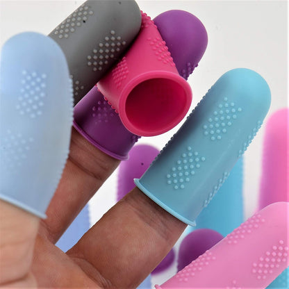 Finger Protectors [Flex Series - 12-Pack] Silicone Non-Stick Finger Covers | Purple | Small (6) / Medium (6) for Hot Glue | Sewing | Adhesives | Scrapbooking