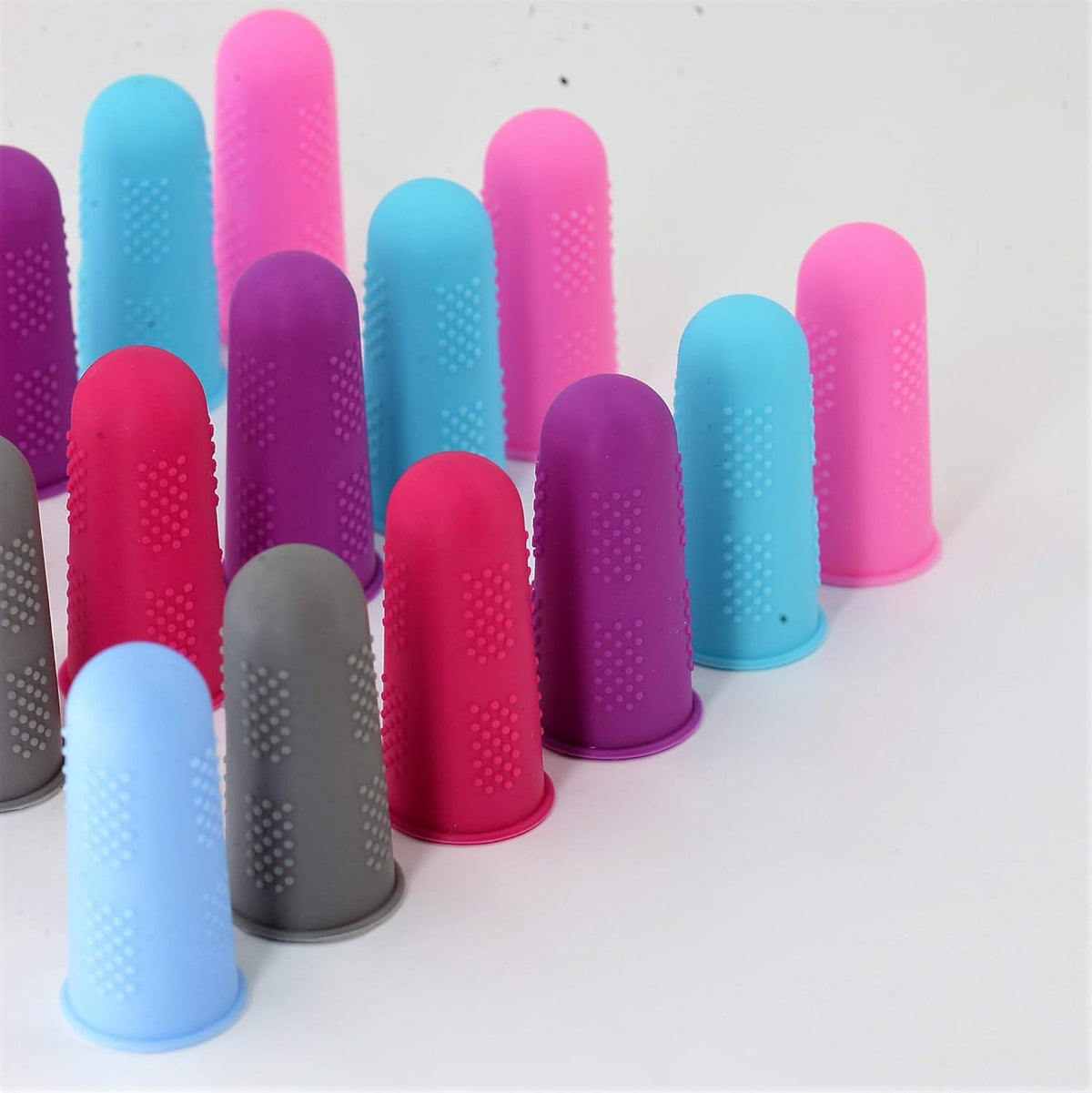 Finger Protectors [Flex Series - 12-Pack] Silicone Non-Stick Finger Covers | Purple | Small (6) / Medium (6) for Hot Glue | Sewing | Adhesives | Scrapbooking