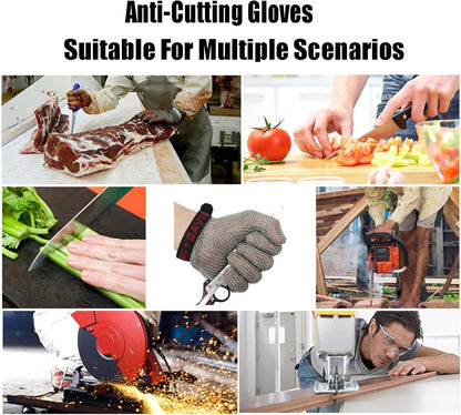 Steel Ring Cut Resistant Gloves, Metal Chainmail Gloves for Chef Butcher Porter Woodworking Cutting Jobs (Size : L/A Pack of one)