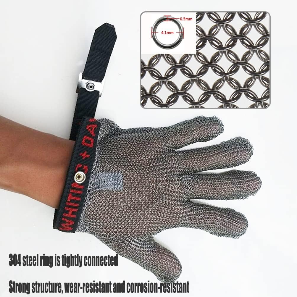 Steel Ring Cut Resistant Gloves, Metal Chainmail Gloves for Chef Butcher Porter Woodworking Cutting Jobs (Size : L/A Pack of one)