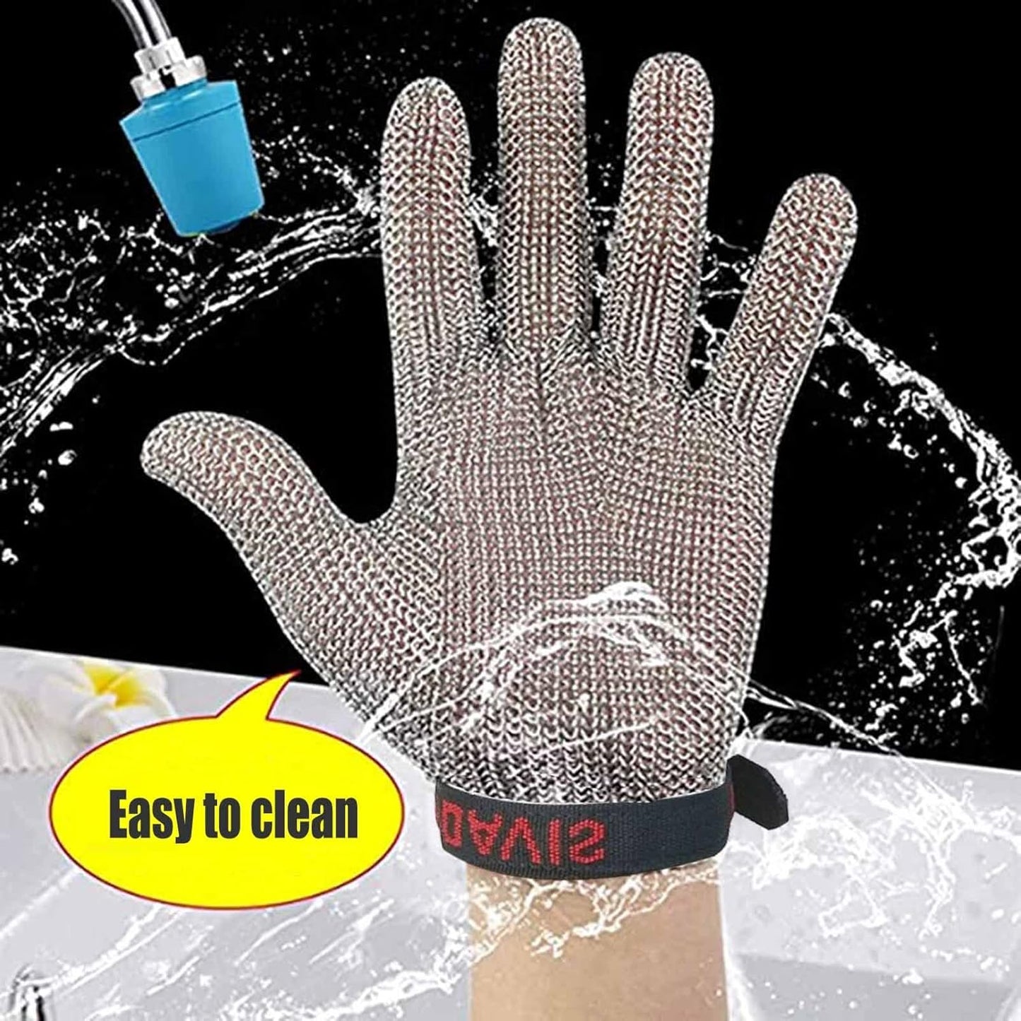Steel Ring Cut Resistant Gloves, Metal Chainmail Gloves for Chef Butcher Porter Woodworking Cutting Jobs (Size : L/A Pack of one)