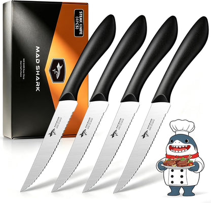 4.72 Inch Serrated Steak Knives Set of 4, Ultra Sharp for Steak