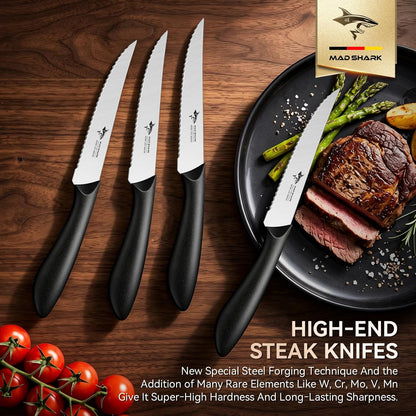 4.72 Inch Serrated Steak Knives Set of 4, Ultra Sharp for Steak
