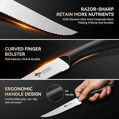 4.72 Inch Serrated Steak Knives Set of 4, Ultra Sharp for Steak