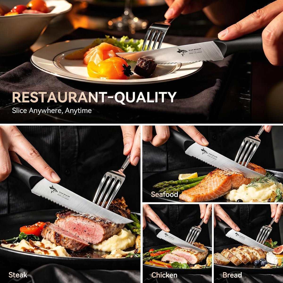 4.72 Inch Serrated Steak Knives Set of 4, Ultra Sharp for Steak