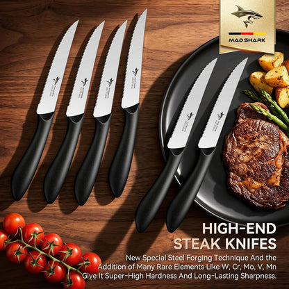 4.72 Inch Serrated Steak Knives Set of 4, Ultra Sharp for Steak
