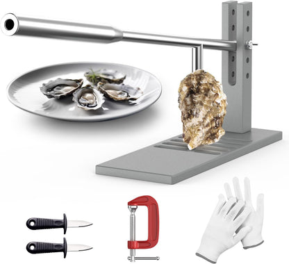 Stainless Steel Oyster Shucker Tool,Portable Oyster Shucking Knife,Easy to Use Oyster Knife,Oyster Opener Machine for Home Use,Including Two Oyster Shucking Knife,a pair of Glove and one G-Clamp.