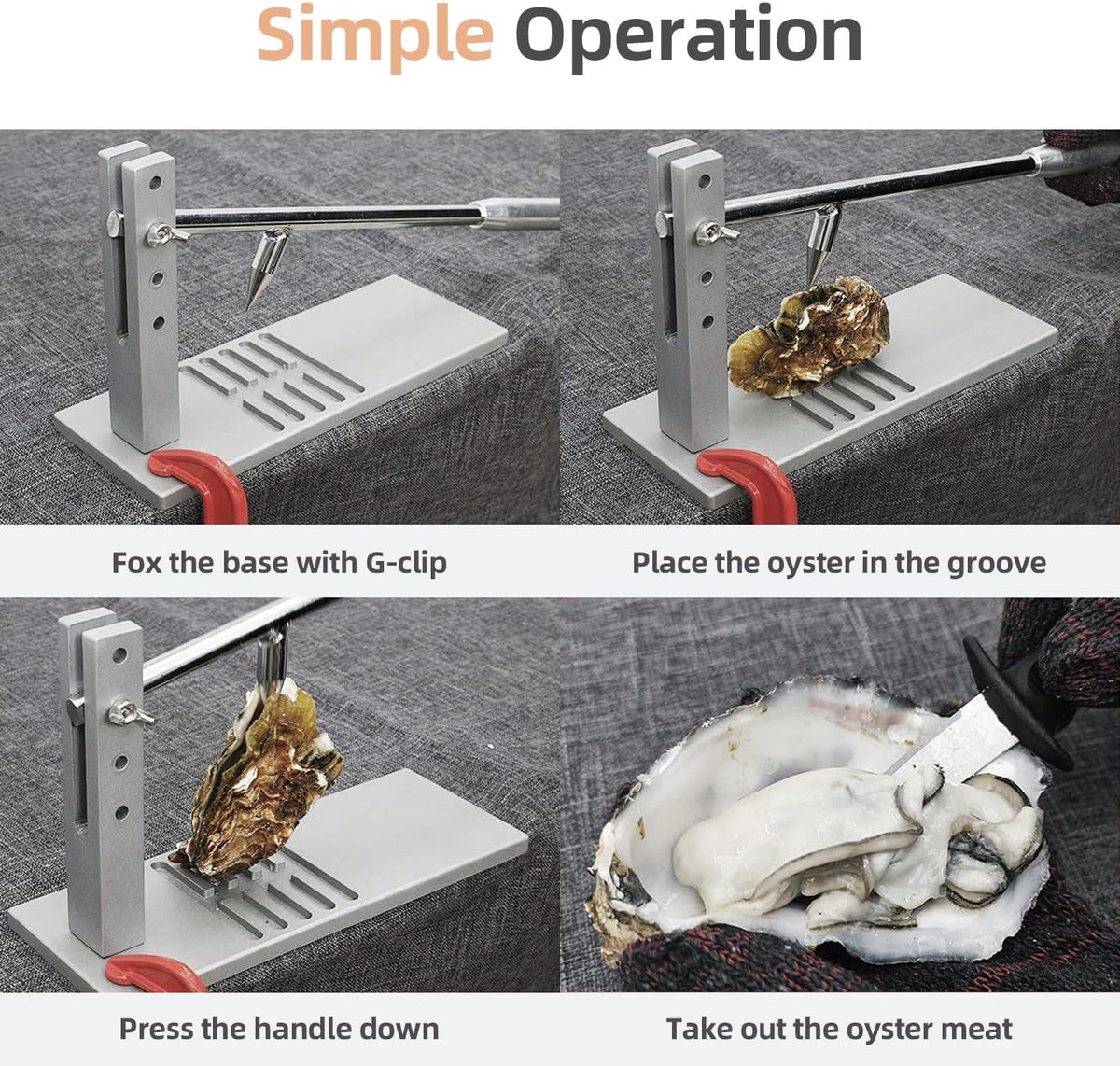 Stainless Steel Oyster Shucker Tool,Portable Oyster Shucking Knife,Easy to Use Oyster Knife,Oyster Opener Machine for Home Use,Including Two Oyster Shucking Knife,a pair of Glove and one G-Clamp.