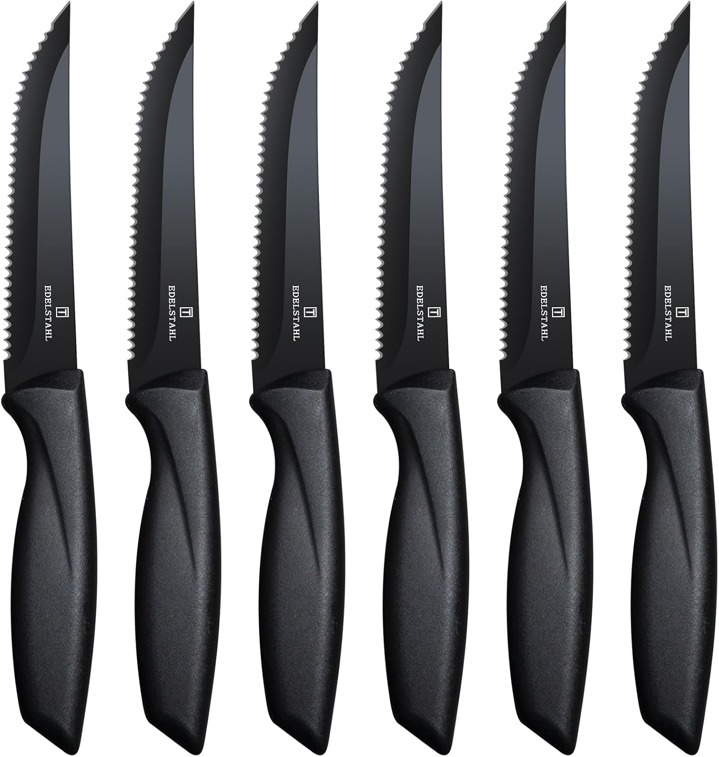 Premium Steak Knives, Steak Knives Set of 6,Black,Stainless Steel Steak Knife Set,Razor-Sharp Serrated Steak Knife,Durable Steak Knifes,Ergonomic Handle,Dishwasher Safe Steak Knifes