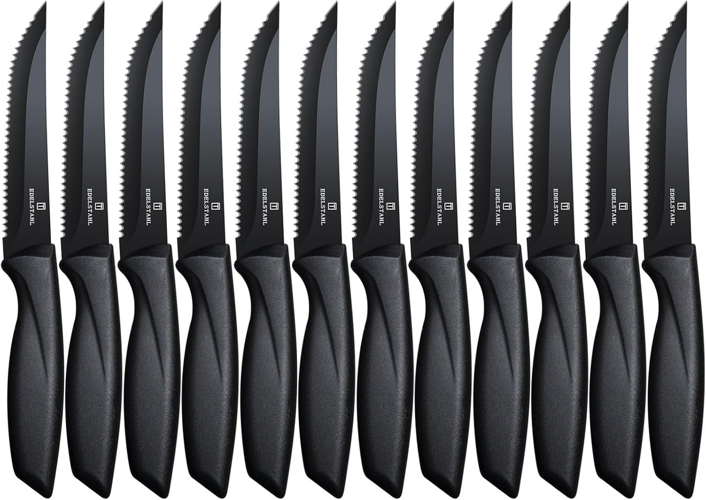 Premium Steak Knives, Steak Knives Set of 6,Black,Stainless Steel Steak Knife Set,Razor-Sharp Serrated Steak Knife,Durable Steak Knifes,Ergonomic Handle,Dishwasher Safe Steak Knifes