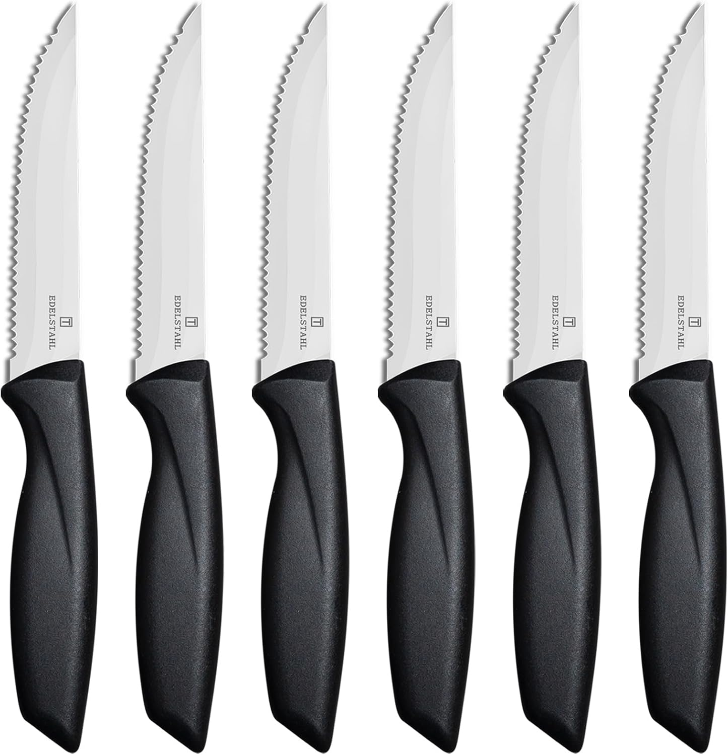 Premium Steak Knives, Steak Knives Set of 6,Black,Stainless Steel Steak Knife Set,Razor-Sharp Serrated Steak Knife,Durable Steak Knifes,Ergonomic Handle,Dishwasher Safe Steak Knifes