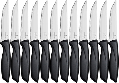 Premium Steak Knives, Steak Knives Set of 6,Black,Stainless Steel Steak Knife Set,Razor-Sharp Serrated Steak Knife,Durable Steak Knifes,Ergonomic Handle,Dishwasher Safe Steak Knifes