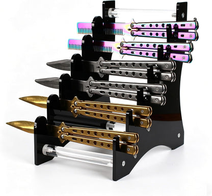 knife stand,Knife display stand,Acrylic knife display case, collectible knife display stand, knife collection display stand, for pocket knife organizer& Display hut home decoration (Black)