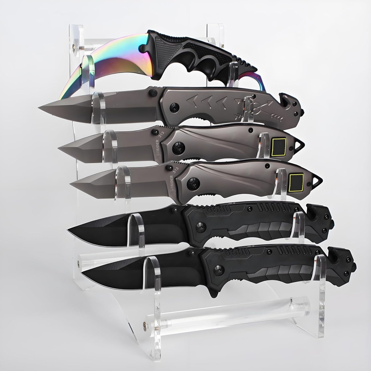 knife stand,Knife display stand,Acrylic knife display case, collectible knife display stand, knife collection display stand, for pocket knife organizer& Display hut home decoration (Black)