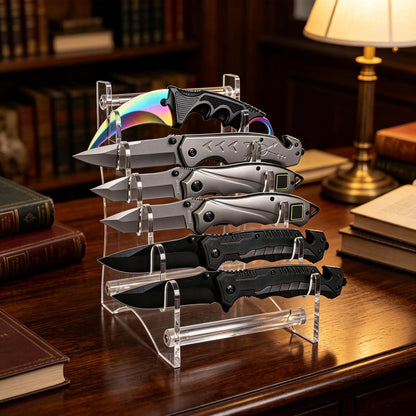 knife stand,Knife display stand,Acrylic knife display case, collectible knife display stand, knife collection display stand, for pocket knife organizer& Display hut home decoration (Black)