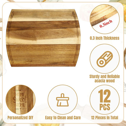 12 Pack 12 x 16 Inch Large Cutting Boards Bulk Wooden Kitchen Chopping Boards for Crafts DIY Wedding Housewarming Gift(Acacia)