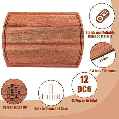 12 Pack 12 x 16 Inch Large Cutting Boards Bulk Wooden Kitchen Chopping Boards for Crafts DIY Wedding Housewarming Gift(Acacia)