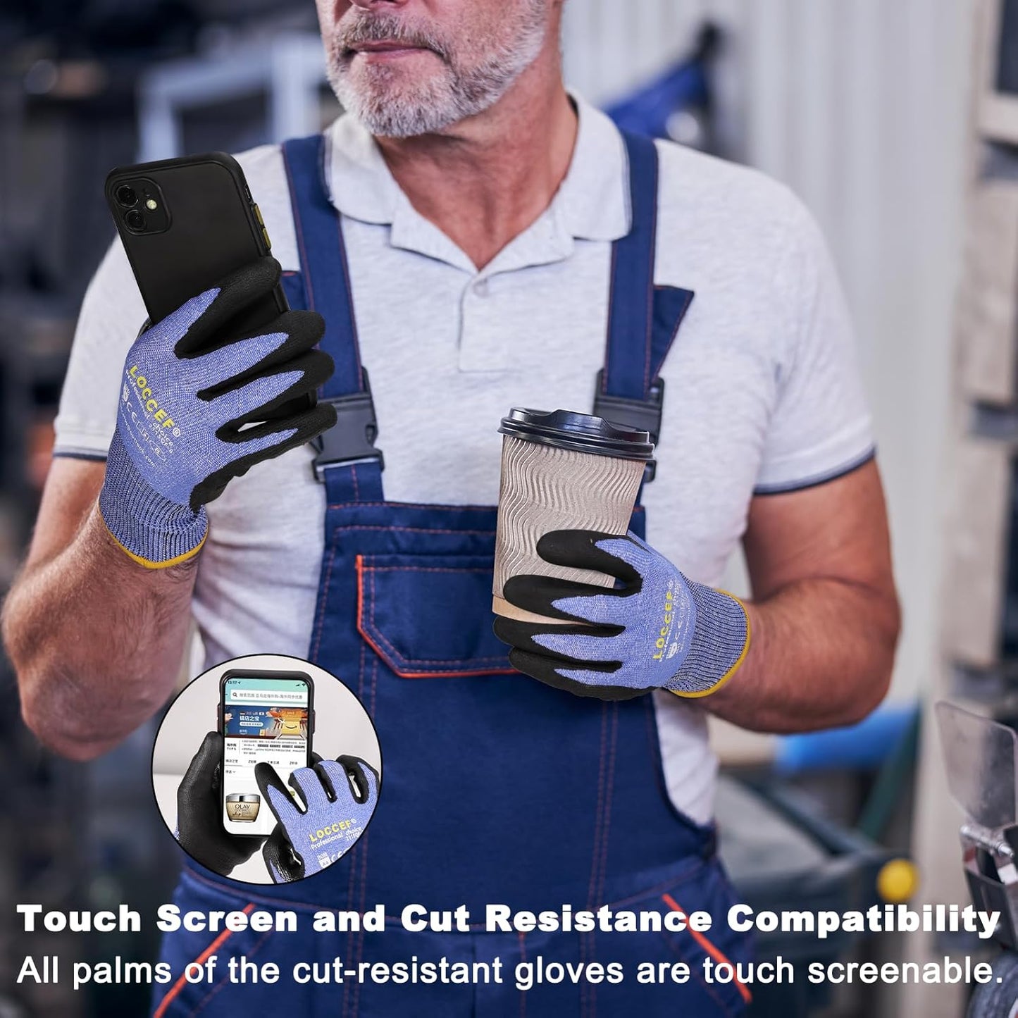 Level 5/A4 Cut Resistant Work Gloves, Touchscreen