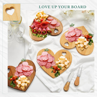 1 Set Bridal Baby Shower Favor Heart Cheese Board with Knife, Wood Mini Charcuterie Board Thank You Gift Box for Guest Bridal Baby Shower Prize Wedding Valentines Birthday (Acacia Color)
