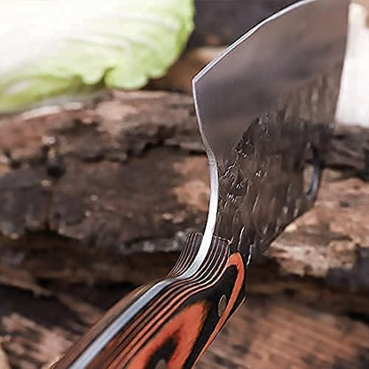 Serbian Chef Knife Meat Cleaver Forged Butcher Chopping Kitchen Knife, Full Tang, High Carbon Steel, Mosaic Rivet Pakkawood Handle for Home&Restaurant 2025 Gifts