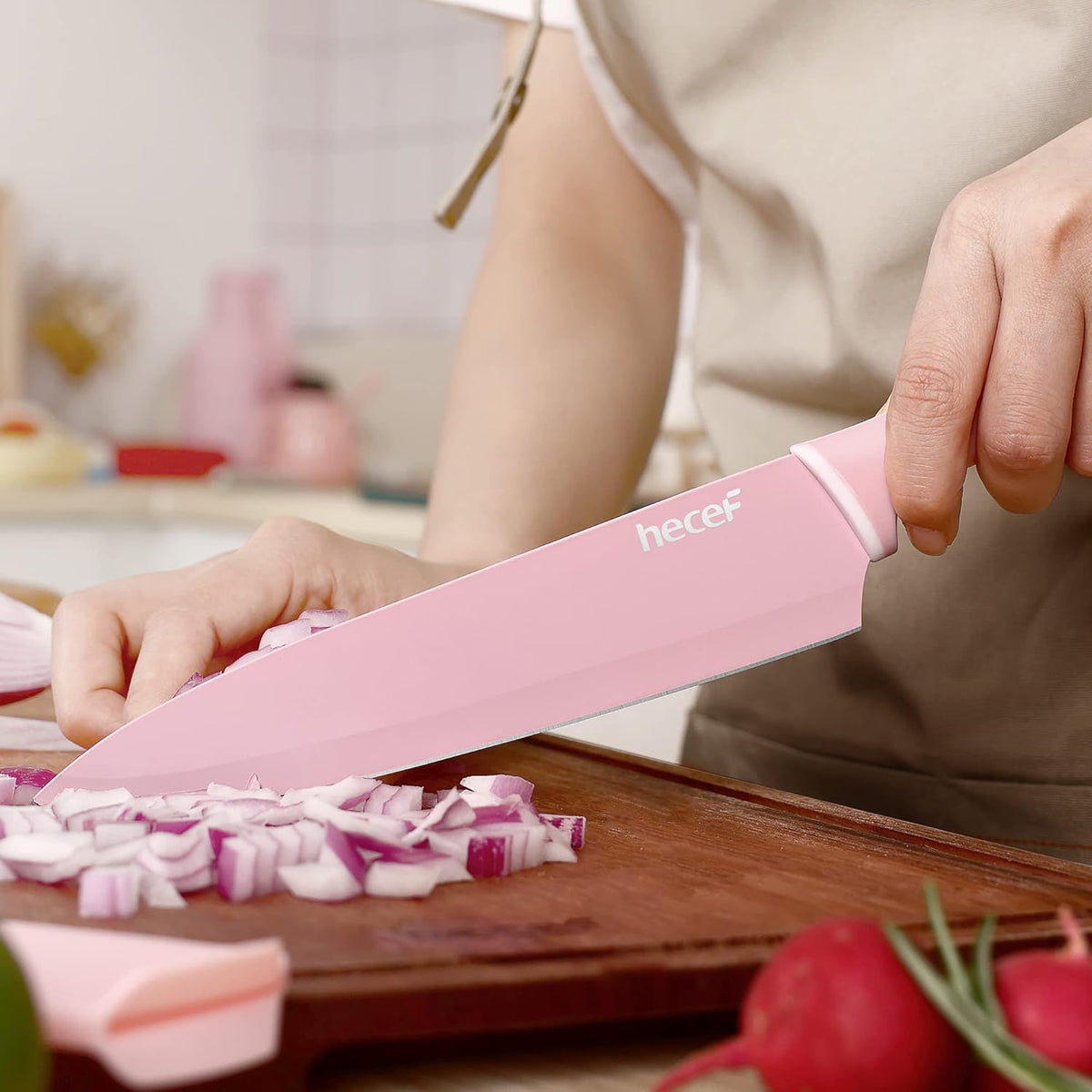 Colorful Knife Set with Covers, Dishwasher Safe, 6 Pieces