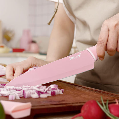 Colorful Knife Set with Covers, Dishwasher Safe, 6 Pieces