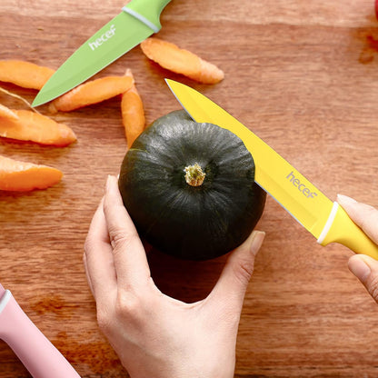 Colorful Knife Set with Covers, Dishwasher Safe, 6 Pieces