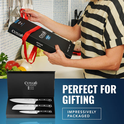 Chef Knife Set, 3 PCS Professional Chef's Knife Set – Razor Sharp German Steel, Full Tang, Ergonomic Handles - Artisan Series